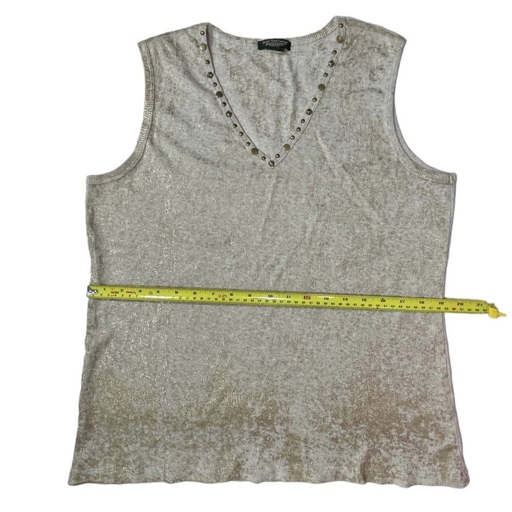 GREAT NORTHWEST Ribbed Sleeveless Top Size L Tan Gold Studs & Glitter Stretch - Picture 11 of 15